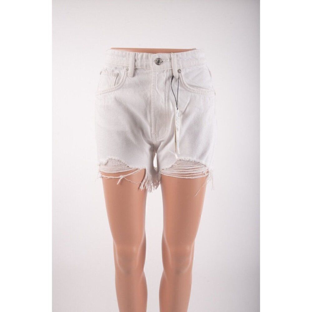 Zara Womens Jean Shorts High Rise Ripped White Denim US 2 EU 34 9374/201 NWT